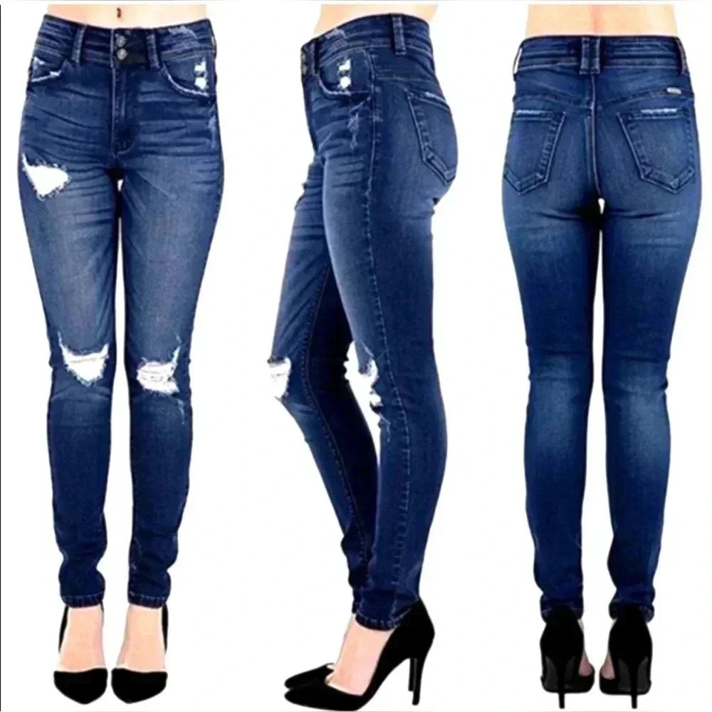 Kancan Mid Rise Super Distressed Skinny Jeans - Size 24- NWOT 💙 - Picture 3 of 9